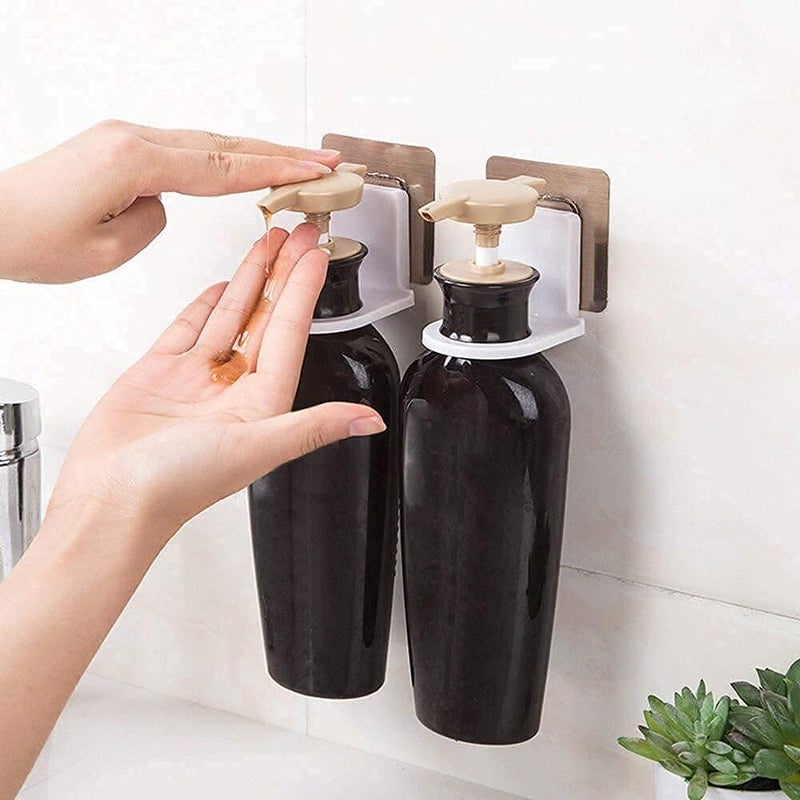 Divik Divik Wall Mounted Bottle Holder Hanger Hook Magic Sticker Sanitizer Bottle Holder Hanger Bottle Hook Rack for Kitchen Bathroom Set of 2 Hook Bottle Not Included - Image 4