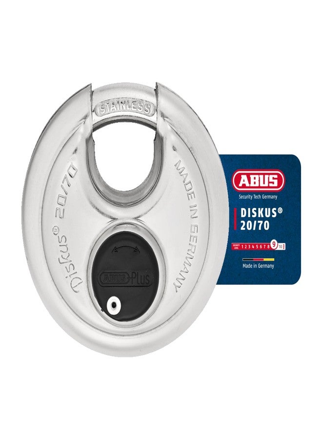 ABUS 20/70 Heavy Duty Diskus Storage Padlock with 2 Keys for Storage, Outdoor, Commercial, 2.75in (70mm) Wide, Keyed Different - Image 1