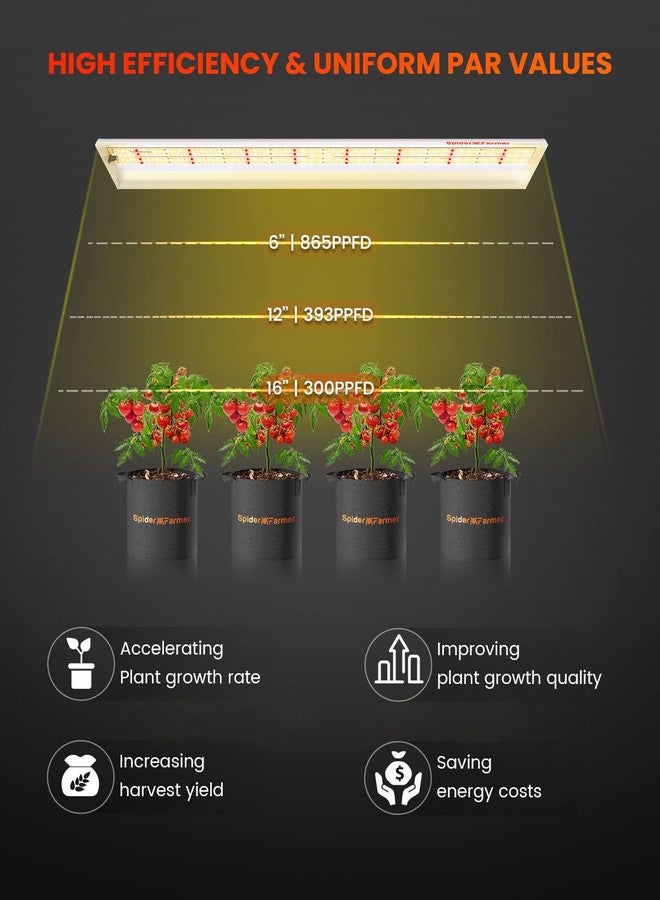Spider Farmer SF600 2025 LED Grow Light Solar Cover Full Spectrum for Indoor Plants Seedling Vegetables Flowers Energy Saving and High Efficiency 384 Diodes - Image 3