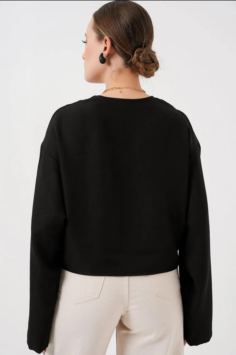 BIG DART BDART Viscose Blend V-Neck Long Sleeve Kimono with Binding Detail - Image 5