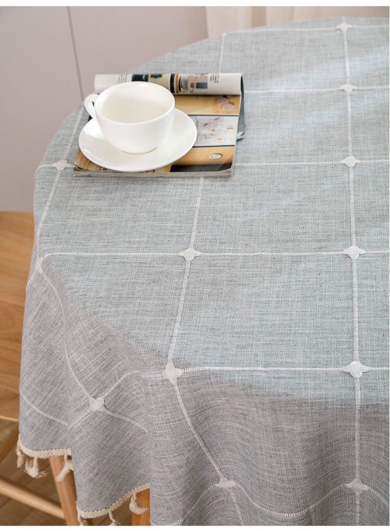 Round Table cloth Linen Fabric Table Cloth Washable Table Cover with Dust-Proof Wrinkle Resistant for Restaurant, Picnic, Indoor and Outdoor Dining150cm*150cm - Image 3