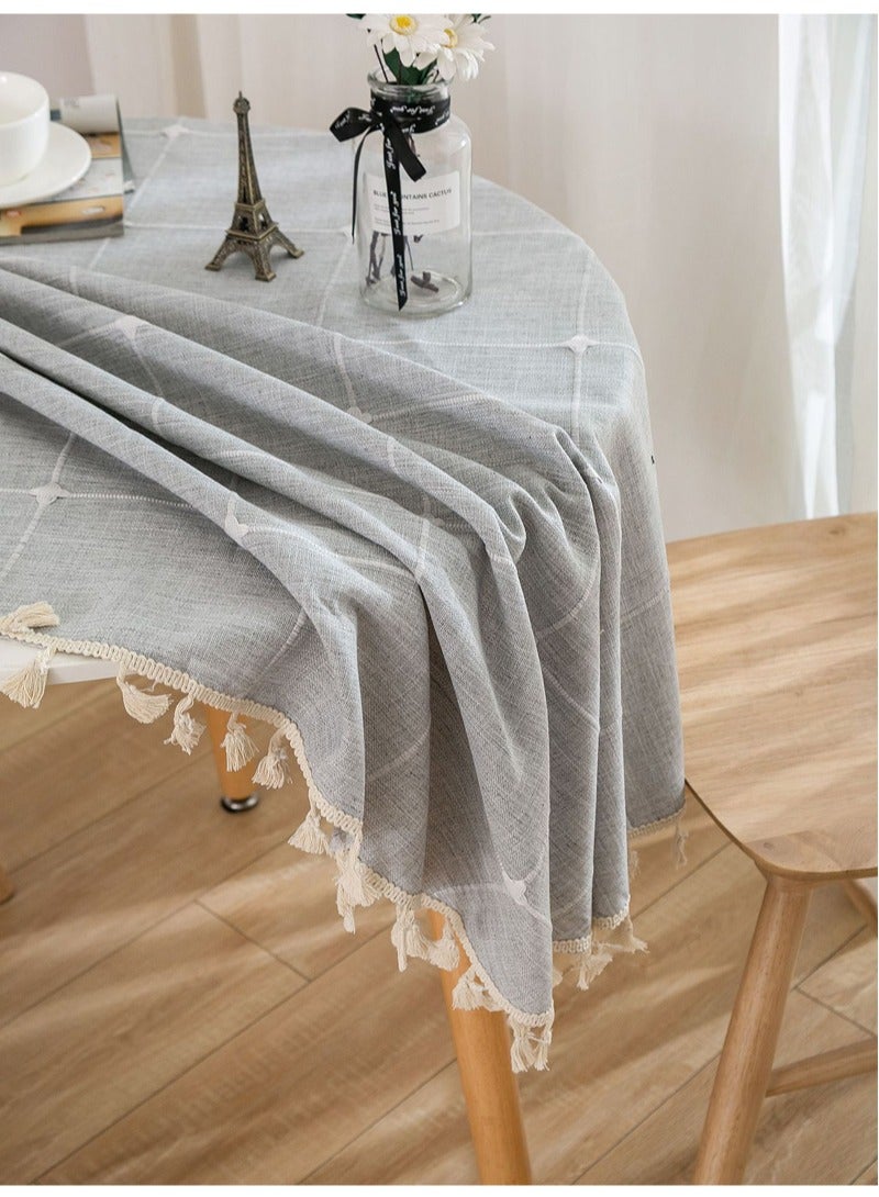 Round Table cloth Linen Fabric Table Cloth Washable Table Cover with Dust-Proof Wrinkle Resistant for Restaurant, Picnic, Indoor and Outdoor Dining150cm*150cm - Image 5