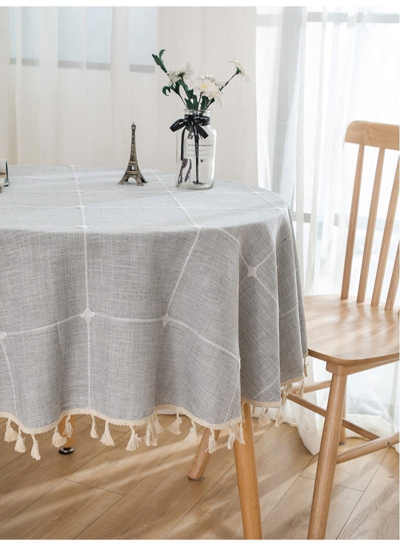 Round Table cloth Linen Fabric Table Cloth Washable Table Cover with Dust-Proof Wrinkle Resistant for Restaurant, Picnic, Indoor and Outdoor Dining150cm*150cm - Image 4