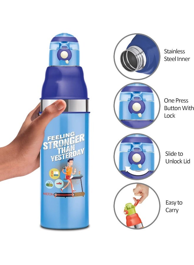 Milton Kids Insulated Stainless Steel Water Bottle - Leak-Proof, BPA-Free with Strap - PU Insulated, Easy Grip, 900ml (Sports Active), Blue - Image 3