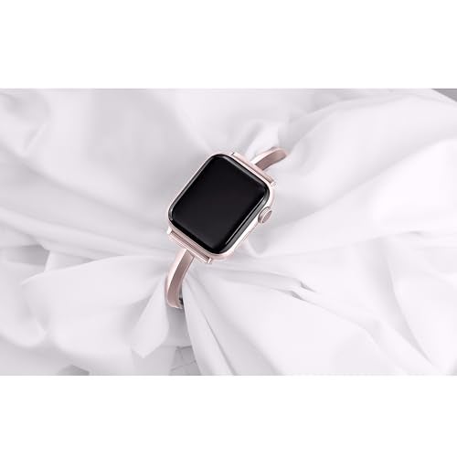 PlusRoc Stainless Steel Band Compatible with Apple Watch Band 42mm(Series 3) 44mm 45mm 46mm 49mm iWatch SE Series 11 10 9 8 7 6 5 4 3 2 1, Slim Versatile Bangle Bracelet for Women, Pink - Image 4