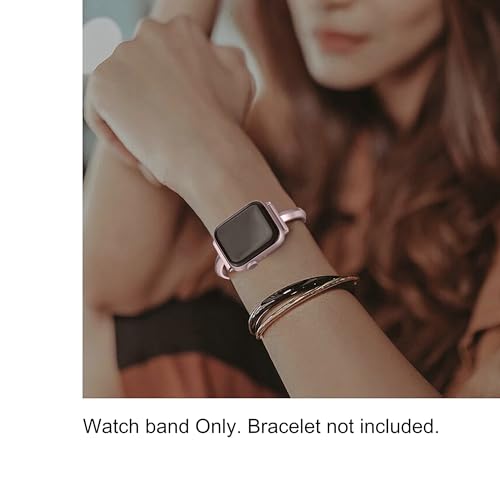 PlusRoc Stainless Steel Band Compatible with Apple Watch Band 42mm(Series 3) 44mm 45mm 46mm 49mm iWatch SE Series 11 10 9 8 7 6 5 4 3 2 1, Slim Versatile Bangle Bracelet for Women, Pink - Image 3
