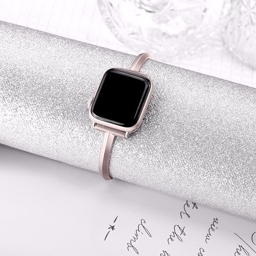 PlusRoc Stainless Steel Band Compatible with Apple Watch Band 42mm(Series 3) 44mm 45mm 46mm 49mm iWatch SE Series 11 10 9 8 7 6 5 4 3 2 1, Slim Versatile Bangle Bracelet for Women, Pink - Image 2