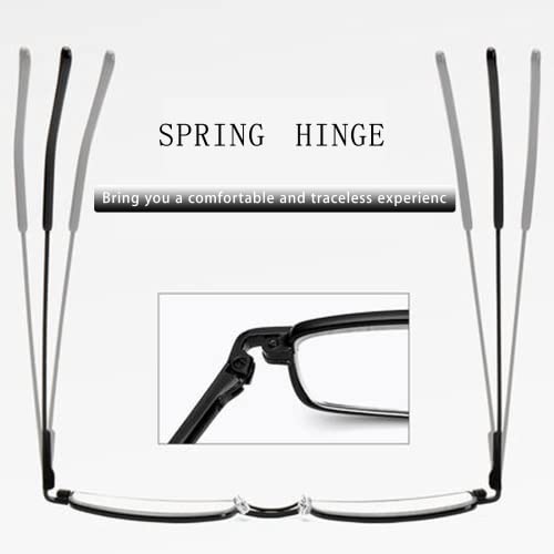 Viseng 2 pairs Slim Mini Metal Reading Glasses Compact Lightweight Portable Readers with Glasses Case for Reading Case +1.5 (Black) - Image 3