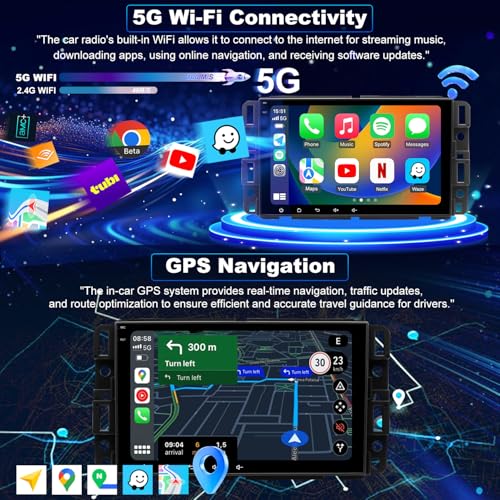 iCarSEPTON 5GWiFi Car Radio for Chevrolet Silverado 1500 GMC Sierra 1500 2007-2013, Yukon Tahoe 2007-2014, Acadia 2007-2012, Savana Equinox 8inch Touch Screen Stereo, Carplay Android Auto GPS Camera - Image 4