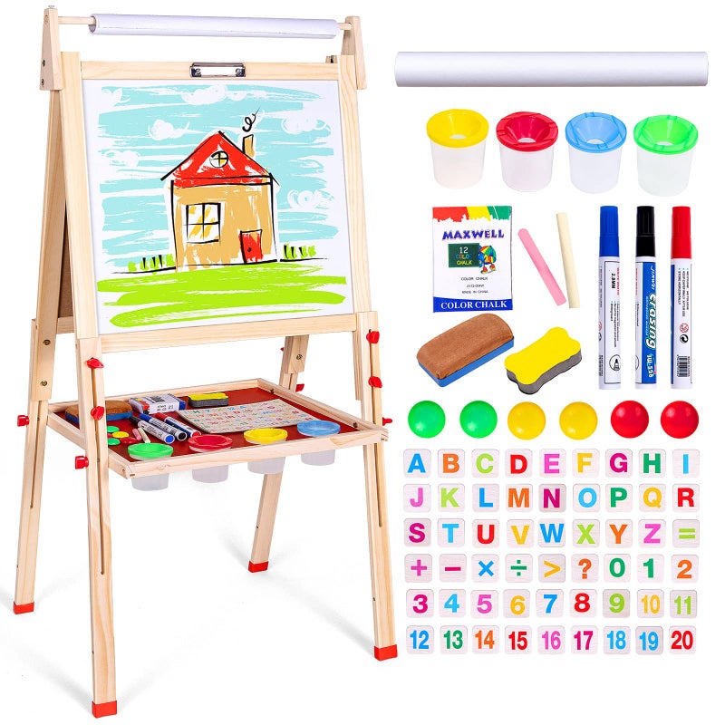 Ragstone Kids Easel Child Easel with Paper roll Double Sized Blackboard Chalkboard - Image 2