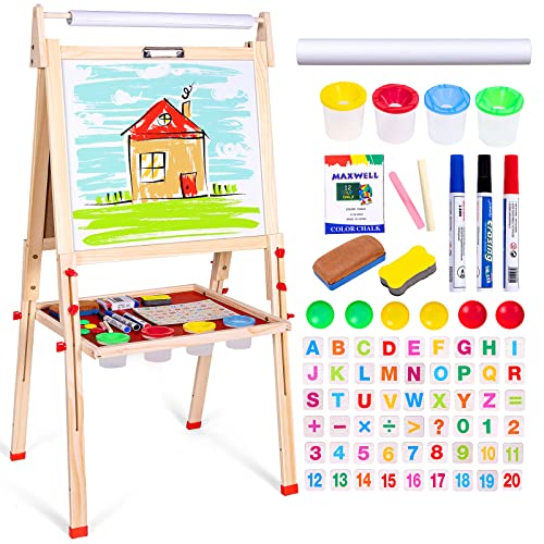 Ragstone Kids Easel Child Easel with Paper roll Double Sized Blackboard Chalkboard - Image 1