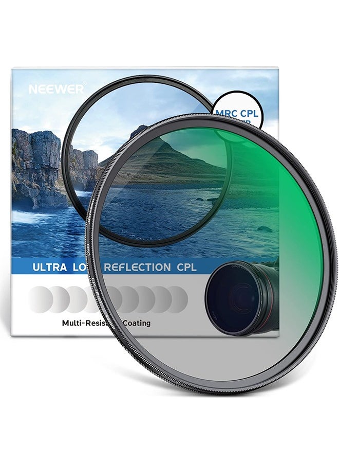 Neewer - Neewer 49mm Polarizing Filter 30 Layer Multi Resistant Nano Coatings Circular Polarising Filter(CPL) Reduce Glare/Enhance Contrast/Ultra Slim/Reduces Reflection/HD Optical Glass Polarizer Filter - Image 1