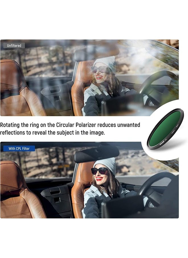 Neewer - Neewer 49mm Polarizing Filter 30 Layer Multi Resistant Nano Coatings Circular Polarising Filter(CPL) Reduce Glare/Enhance Contrast/Ultra Slim/Reduces Reflection/HD Optical Glass Polarizer Filter - Image 1