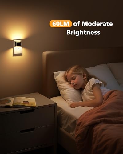 VOLISUN Night Lights Plug into Wall, 6 Pack Up and Down LED Night Light with Dusk to Dawn Light Sensor, 3000K Warm White Nightlight for Hallway, Bedroom, Bathroom, Kitchen Black - Image 4