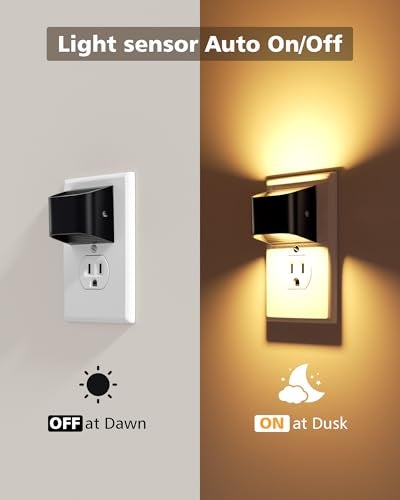 VOLISUN Night Lights Plug into Wall, 6 Pack Up and Down LED Night Light with Dusk to Dawn Light Sensor, 3000K Warm White Nightlight for Hallway, Bedroom, Bathroom, Kitchen Black - Image 3