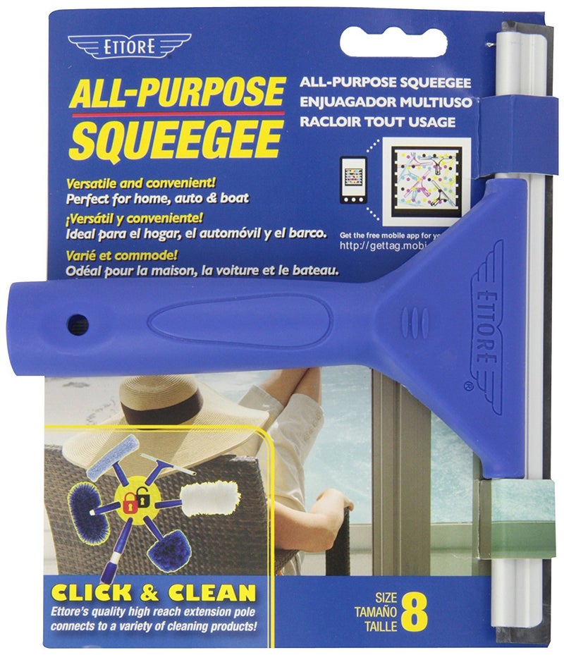 Ettore-17008 8-Inch All Purpose Window Squeegee with Lifetime Silicone Rubber Blade, Blue - Image 3