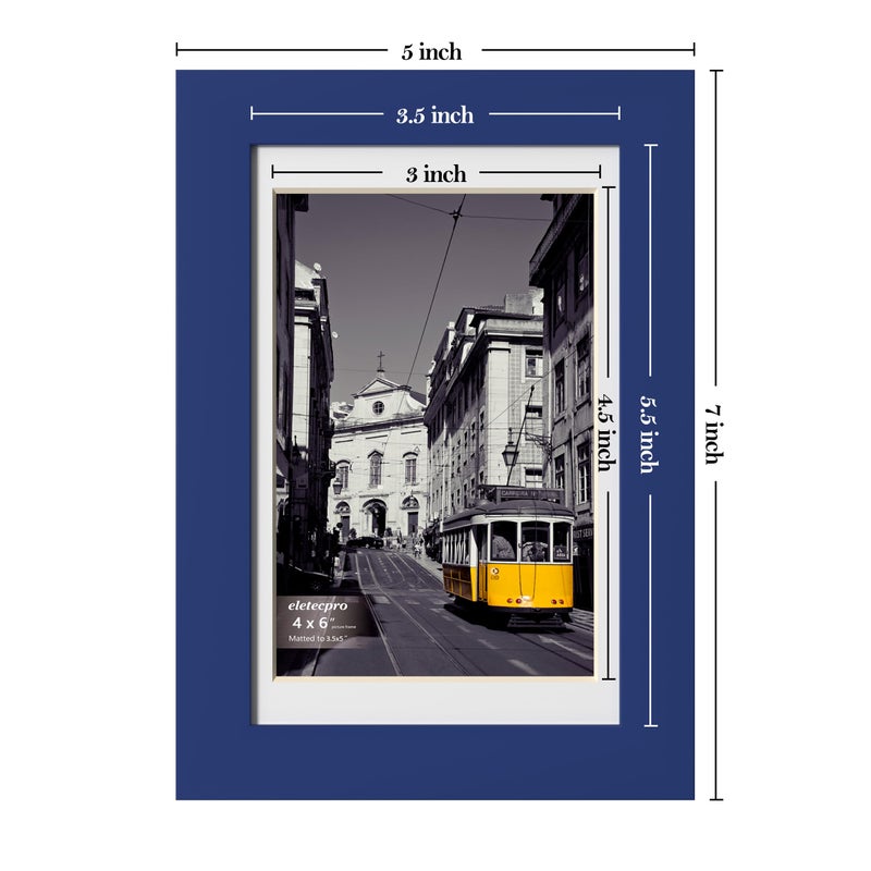 eletecpro 4x6 Picture Frames Set of 10  Picture Frame Collage Wall Decor Display 3.5x5 Photo with Mat or 4x6 Without Mat  Home Decor Gallery Frame for Table Top or Wall Mounting  Blue - Image 3