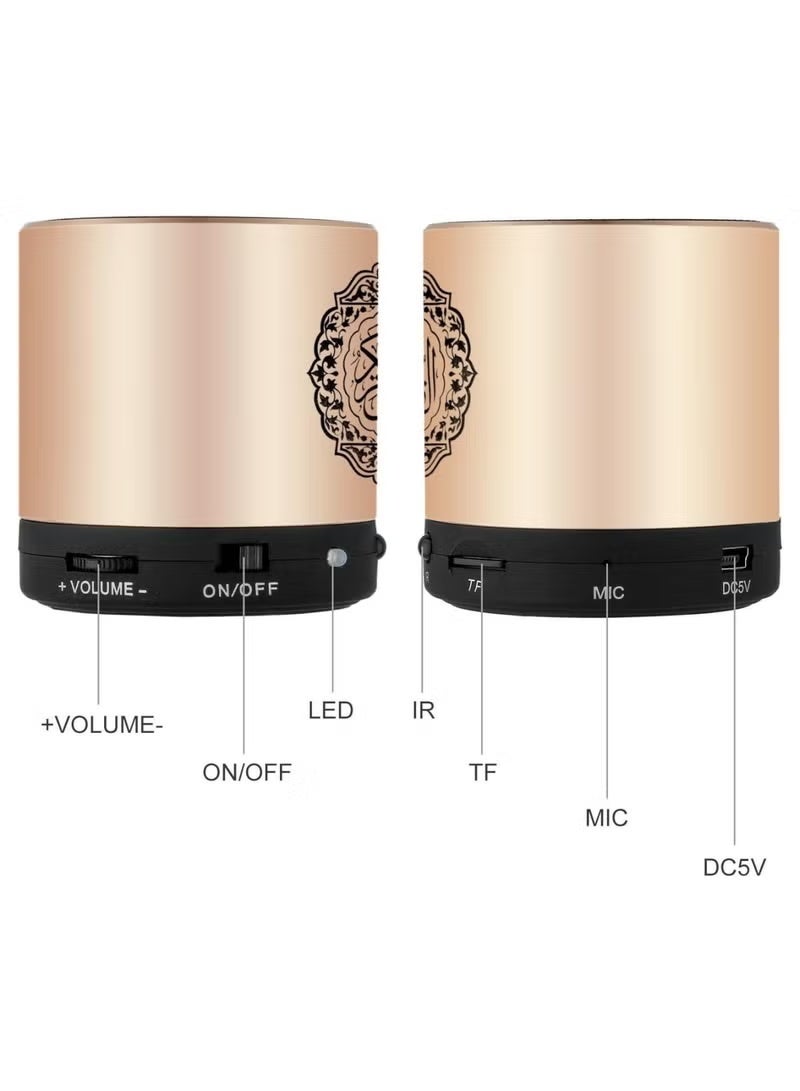 Equantu Quran Speaker, SQ200 Remote Control Bluetooth Quran Speaker,Portable Bluetooth Wireless Quran Speaker MP3 Player 8GB TF FM Quran Quran Translator USB Rechargeable Speaker Makkah hajj Gifts Golden/Black - Image 2