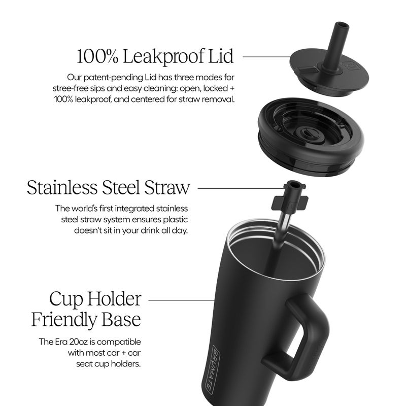 BrÃ¼Mate Era 20 oz Tumbler with Handle and Straw | 100% Leakproof Insulated Tumbler with Lid and Straw | Made of Stainless Steel | Cup Holder Friendly Base | 20oz (Dune) - Image 2