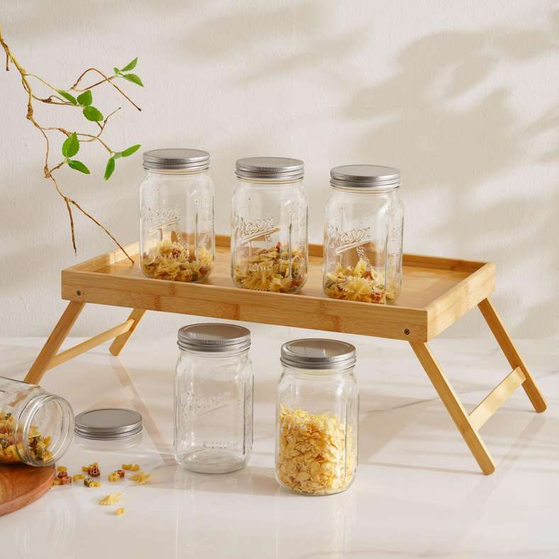 Pan Home Clear Glass Jar Set for Kitchen Storage