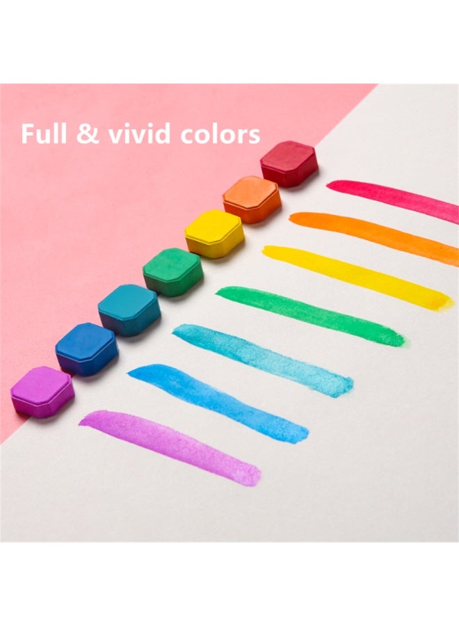 NOVOLAN Oil Painting Watercolor Set, Solid Watercolor Pigment Powder Set 48 Color Iron Box Beginners Cross-Border 10-Piece Set Comes With Fountain Pen, Pencil, Nylon Brush, Sharpener (Black box) - Image 4