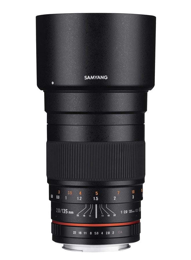 Samyang عدسة تليفوتوغرافي ساميانغ SY135M-C 135 مم f/2.0 ED UMC لكاميرات كانون EF الرقمية SLR، سوداء - Image 1