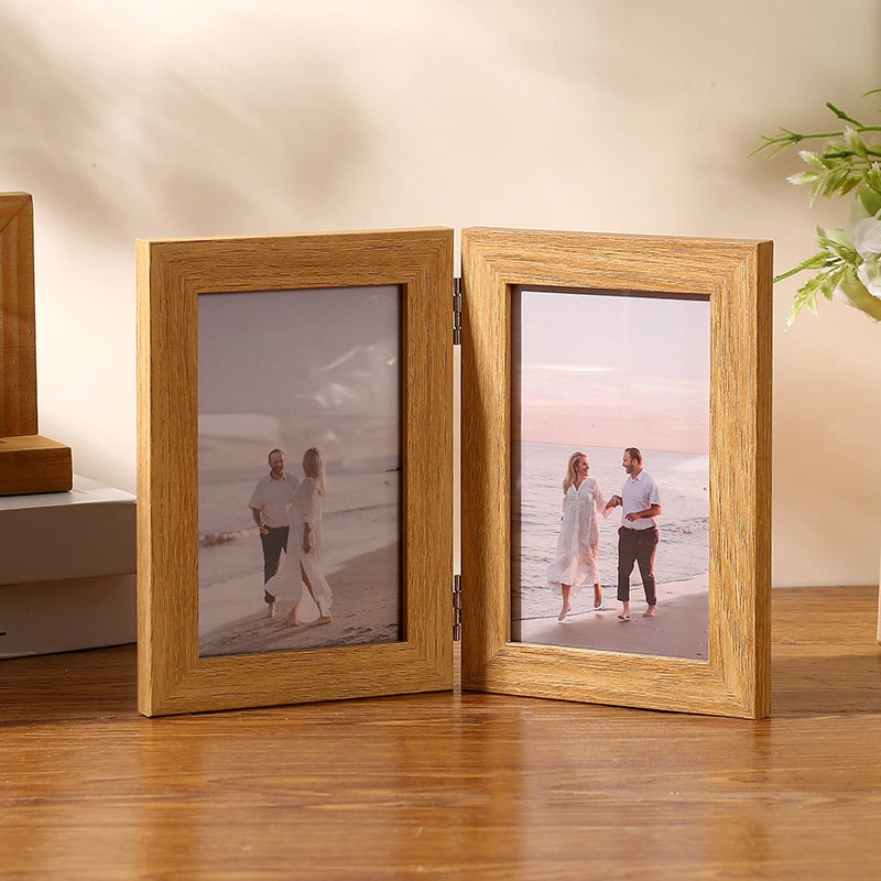 Folding Wooden Po Frame Po Table 6 Inch 7 Inch Double-Sided Folding Po Frame Family Po Commemorative Po Frame - Image 4