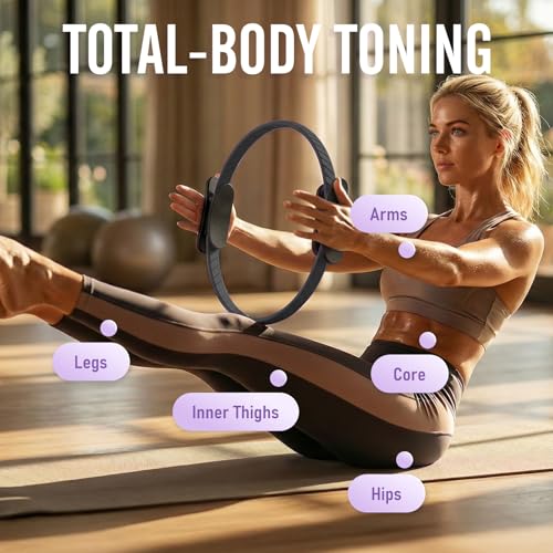 JKSHMYT Pilates Ring Fitness Circle for Women Pilates Equipment 145 Home Magic Exercise Workout Better me Pilates Essentials Starter Set for Beginners Toning Shape Full Body - Image 3