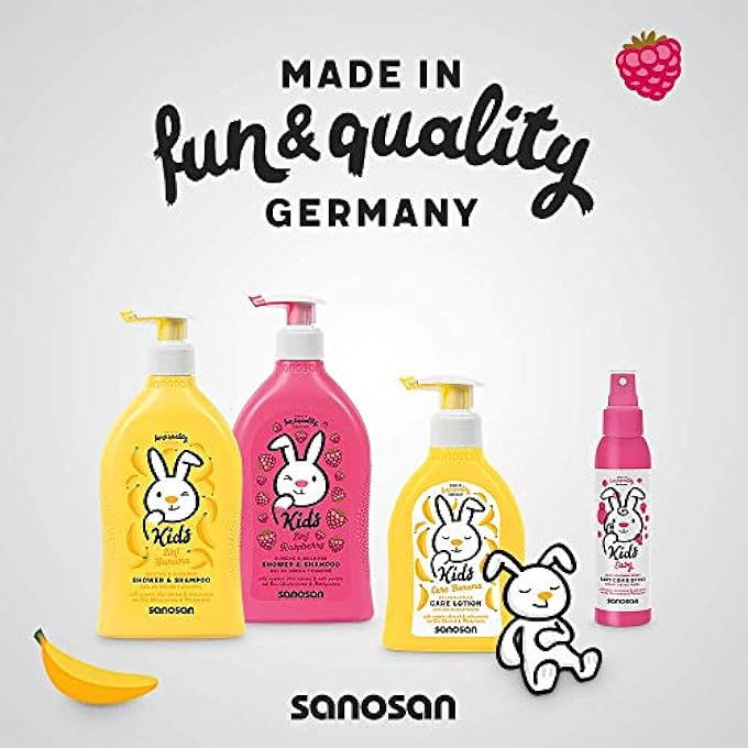 sanosan 2-IN-1 SHOWER & SHAMPOO BANANA FOR CHILDREN - SHOWER GEL & HAIR SHAMPOO WITH ORGANIC OLIVE EXTRACT & MILK PROTEIN IN PACK OF 2 (2 X 400 ML) - HAIR CARE, SKIN CARE, SHOWER GEL, HAIR SHAMPOO - Image 3