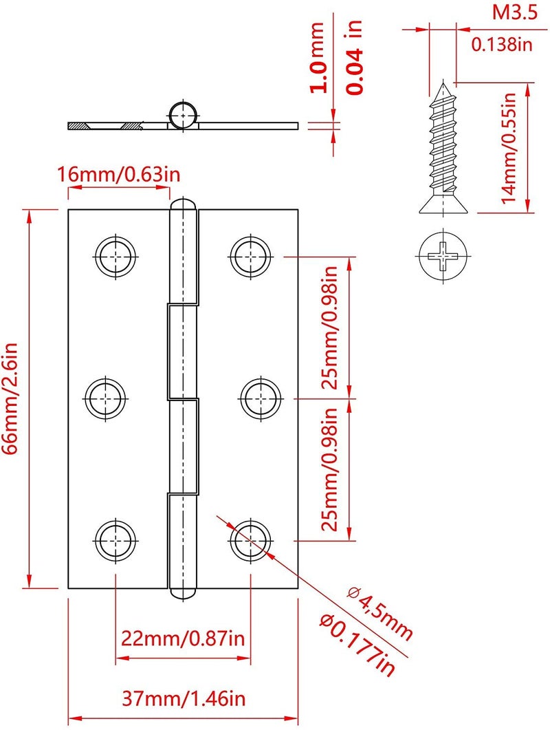 ZAQW 20Pcs Stainless Steel Folding Hinges 3 inch Door and Window Hinges assigned 120 Screws - Image 2