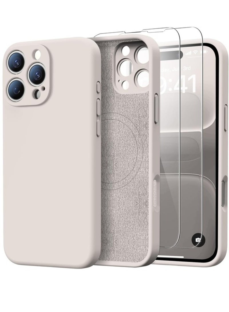 ELTRAZONE iPhone 16 Pro Max Case with 2 Screen Protectors - MagSafe Compatible, Upgraded Camera Protection, Liquid Silicone Protective Case (6.9”) - Rock Grey - Image 1