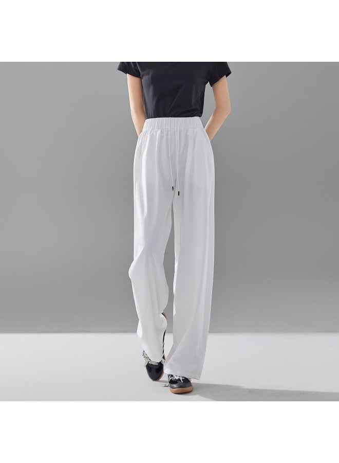 dme "Visible Pants Shape, Invisible Leg Shape" Summer Slimming Belted Elastic Waist Street Wide Leg Casual Pants Light - Image 2