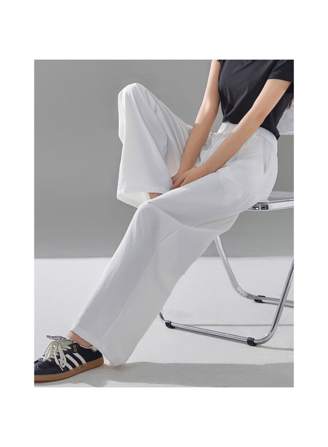dme "Visible Pants Shape, Invisible Leg Shape" Summer Slimming Belted Elastic Waist Street Wide Leg Casual Pants Light - Image 1
