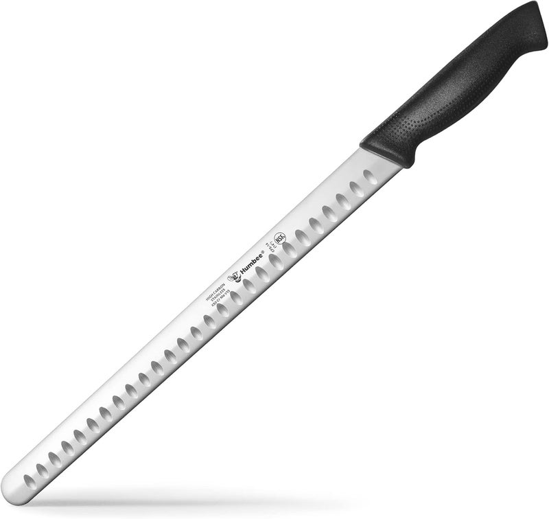Humbee Carving Knife 14-Inch with Razor Sharp Granton Edge for Turkey, Ham, Meat Slicing and Cutting – NSF Certified, German Stainless Steel Blade, Black - Image 1