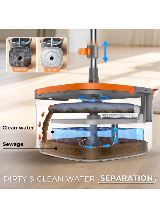 Self-Cleaning Spin Mop & Bucket Set with Dual Water Tank – 360° Rotating Square Mop Head, Unbreakable Heavy-Duty Design for Wood, Tile & Marble Floors – Easy Spin Home Cleaning System - Image 3