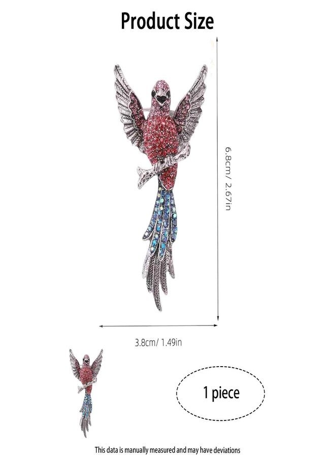 FFZDENA 1 Piece Brooches for Women, Pink Bird Brooch Pin with Rhinestones, Elegant Saree Pin for Scarf, Fashion Jewelry Gift for Girls - Image 2