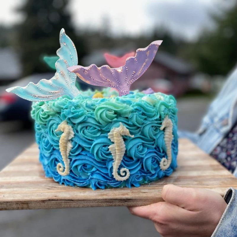 Beasea Mermaid Cake Fondant Mold  3 Pcs Seahorse Seashell Starfish Mermaid Tail Silicone Mold Chocolate Shells Baking Molds for Cake Decorating  Mermaid Chocolate Mold for Candy Melts  Cupcake - Image 2