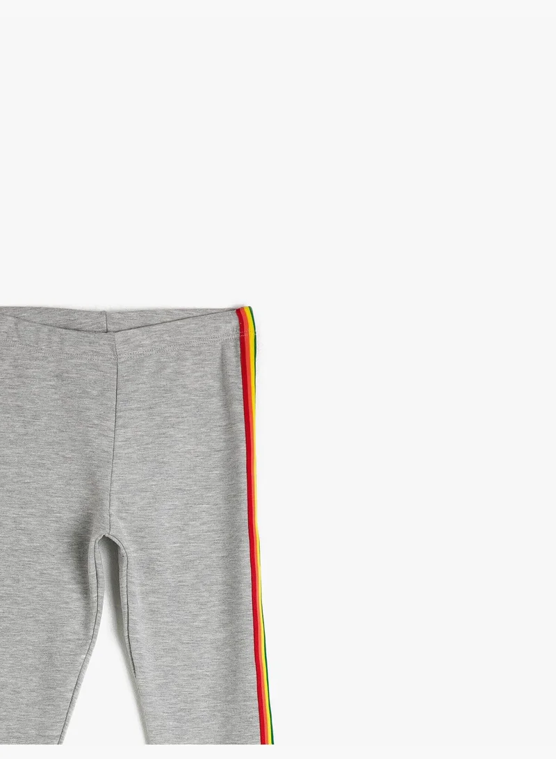 كوتون Stripe Detail Leggings