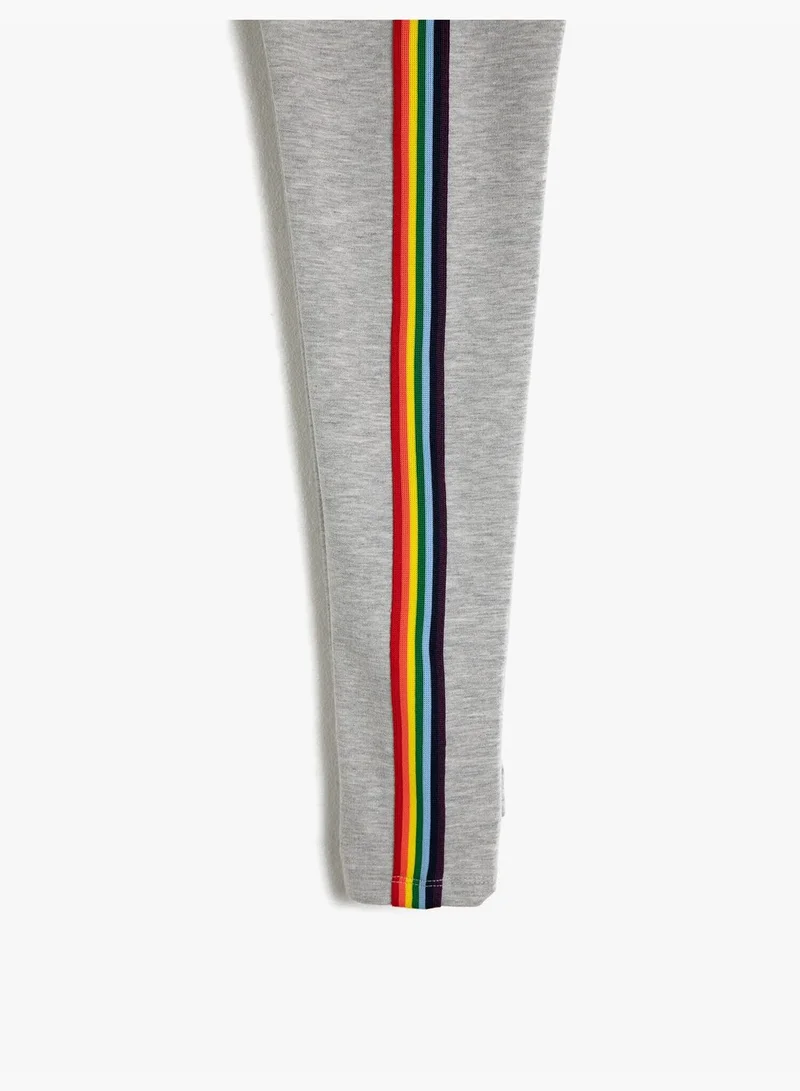 كوتون Stripe Detail Leggings