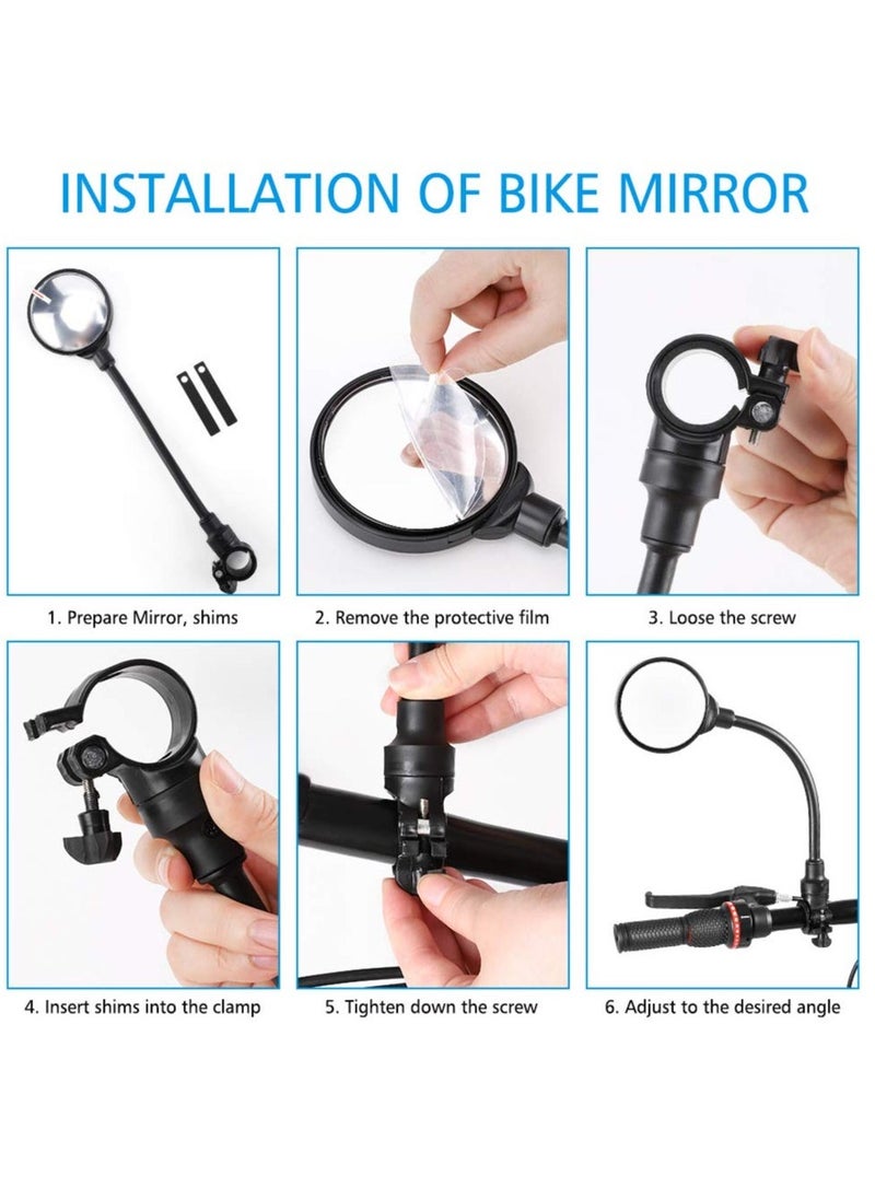 Generic - 2 PCS Bike Mirror, Bicycle Accessories for Adult Bikes, Adjustable Rotatable Rear View Convex Rear View Mirror Accessories, Bicycle Mirrors Handlebars for Mtb, Outdoors, Cycling - Image 1