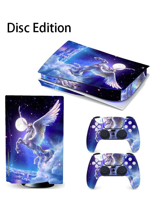 Colorskin Sony PS5 Disc Edition Console and Controller Accessories Cover Skins Controller Skin Gift Skins for PS5 Vinyl Decal Cover for Playstation 5 Controller Console Full Set PS5 Unicorn Multicolour  - Image 1