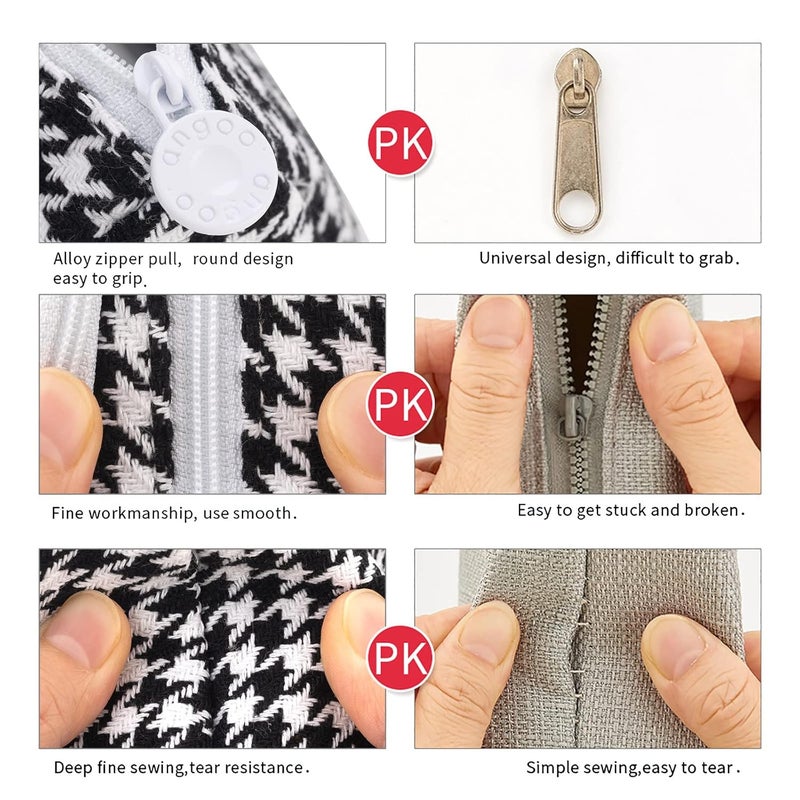 EASTHILL Canvas Big Capacity Pencil Case Pouch Pen Case Simple Stationery Bag School College Office Organizer for Teens Girls Adults Student, Plaid Black, Simple - Image 5