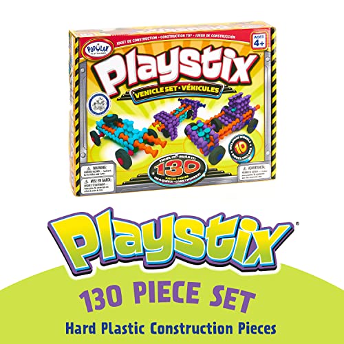 POPULAR PLAYTHINGS Playstix Vehicles Set Construction Toy Building Blocks 130 Piece Kit - Image 2