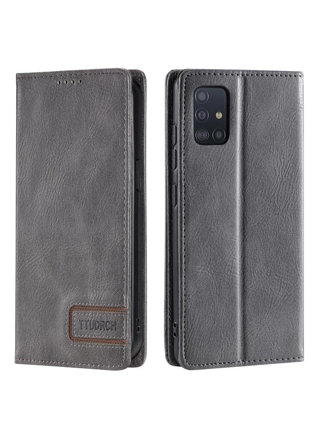 S-TOP Case For Samsung Galaxy A51 5G TTUDRCH RFID Retro Texture Magnetic Leather Phone Case - Image 1