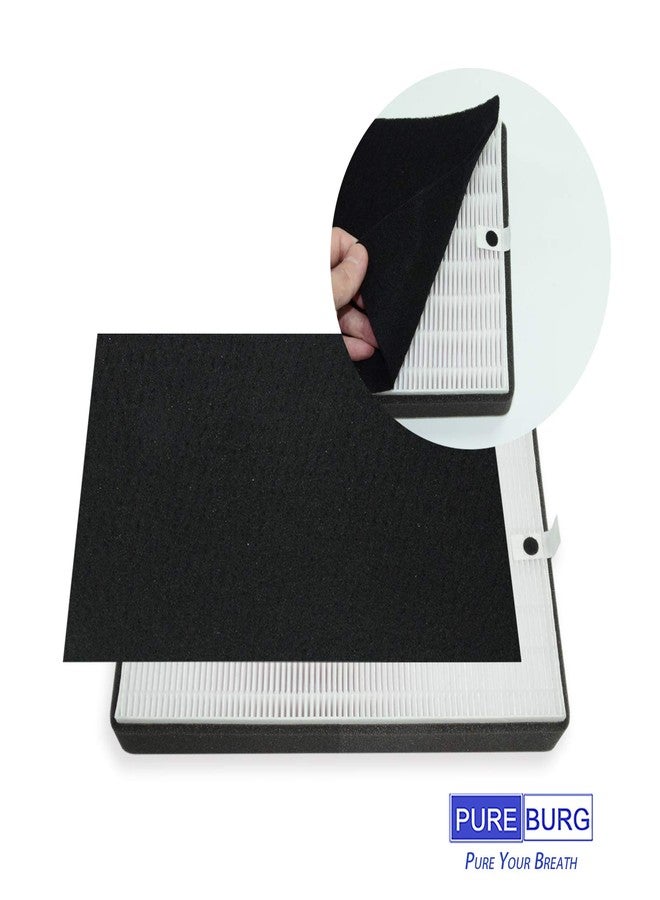 PUREBURG فلتر بديل من نوع PUREBURG A2، فلتران HEPA + 8 فلاتر كربون أولية، متوافق مع أجهزة تنقية هواء الغرف Filtrete (3M) FAP-C02-A2، FAP-C03-A2، FAP-T03-A2، رقم القطعة 1150101، فلتر A2، عبوة من قطعتين - Image 3