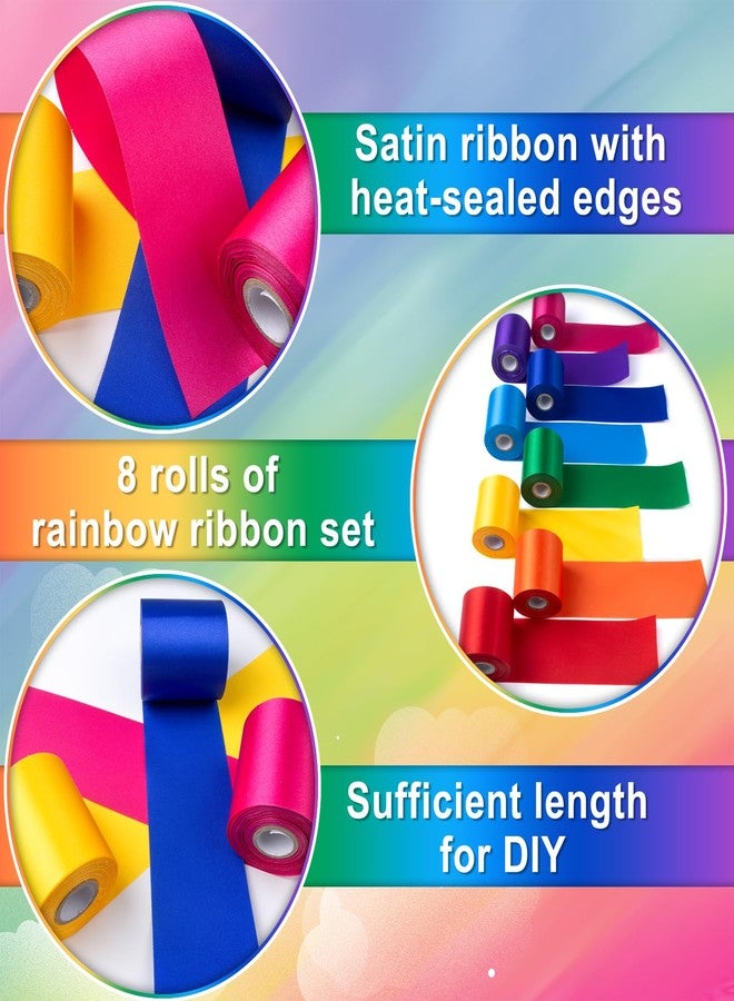 Mlurcu Rainbow Satin Ribbon 87.5 Yds × 2 Inch Wide Colorful Ribbon 8 Rolls Assorted Bulk Ribbons Set for Gift Wrapping DIY Crafts Tassel Garland Fiesta Party Classroom Outdoor Ribbon Decorations - Image 4