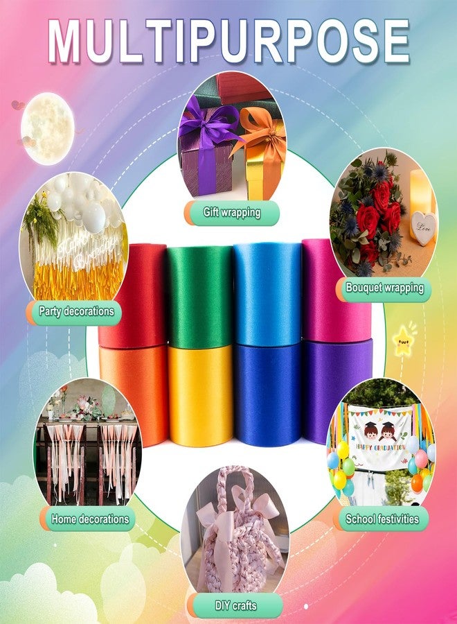 Mlurcu Rainbow Satin Ribbon 87.5 Yds × 2 Inch Wide Colorful Ribbon 8 Rolls Assorted Bulk Ribbons Set for Gift Wrapping DIY Crafts Tassel Garland Fiesta Party Classroom Outdoor Ribbon Decorations - Image 5
