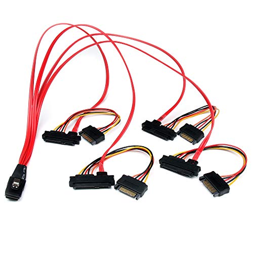 StarTech.com 50cm Internal Serial Attached SCSI Mini SAS Cable - SFF8087 to 4x SFF8482 - Internal Mini SAS Cable (SAS808782P50) , Red - Image 1