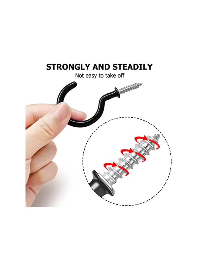 promass 25 Pcs Heavy Duty Ceiling Hooks for Hanging Plant, 2.9 inch Black Spiral Hooks for Kitchen Garden Ceiling Hanging, Vinyl Coated Screw-in Kitchen Hooks - Image 2