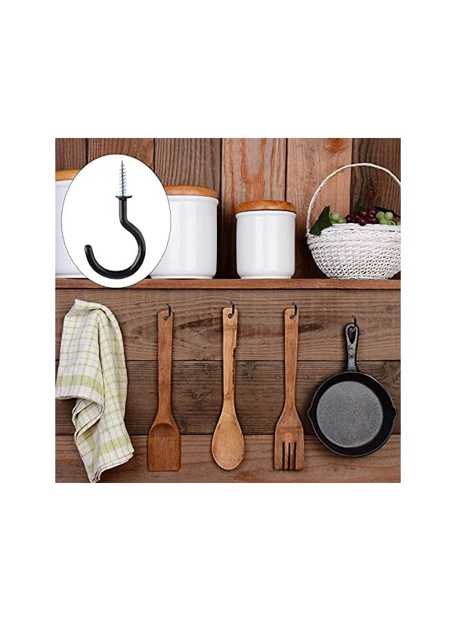 promass 25 Pcs Heavy Duty Ceiling Hooks for Hanging Plant, 2.9 inch Black Spiral Hooks for Kitchen Garden Ceiling Hanging, Vinyl Coated Screw-in Kitchen Hooks - Image 3